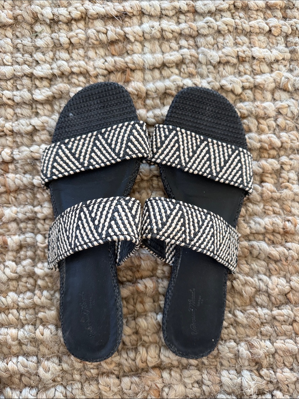 Target Black and Ivory Beaded Double-Strap Slide Sandals